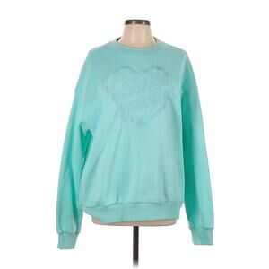 Chrissa Sparkles Sweatshirt Crewneck Heart Logo Spellout Turquoise Green Blue